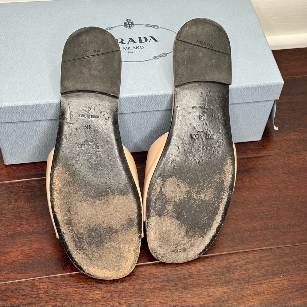 Prada Tan Leather Mules with Minimalist Design - Picture 5 of 6